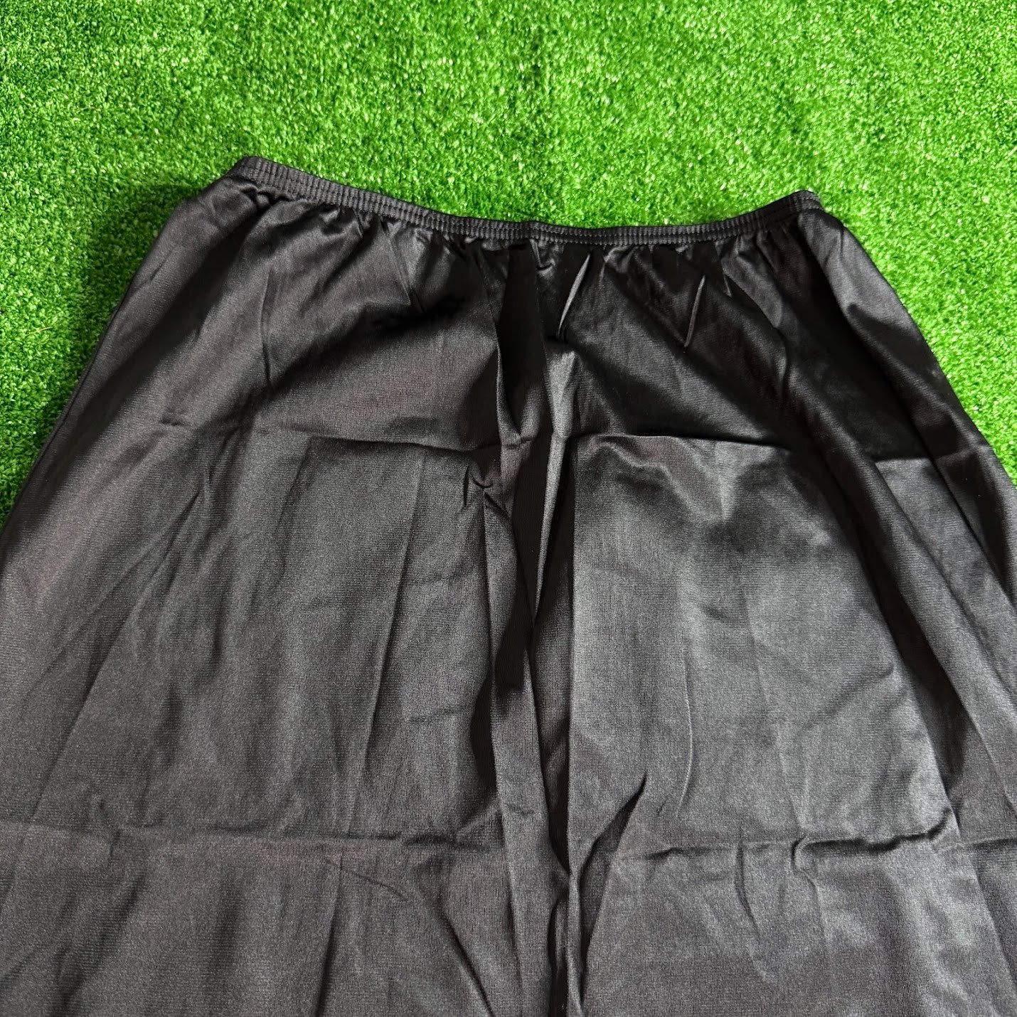 Vintage Vassarette Black Nylon Tricot Lace Details Half Slip Made in USA Size M