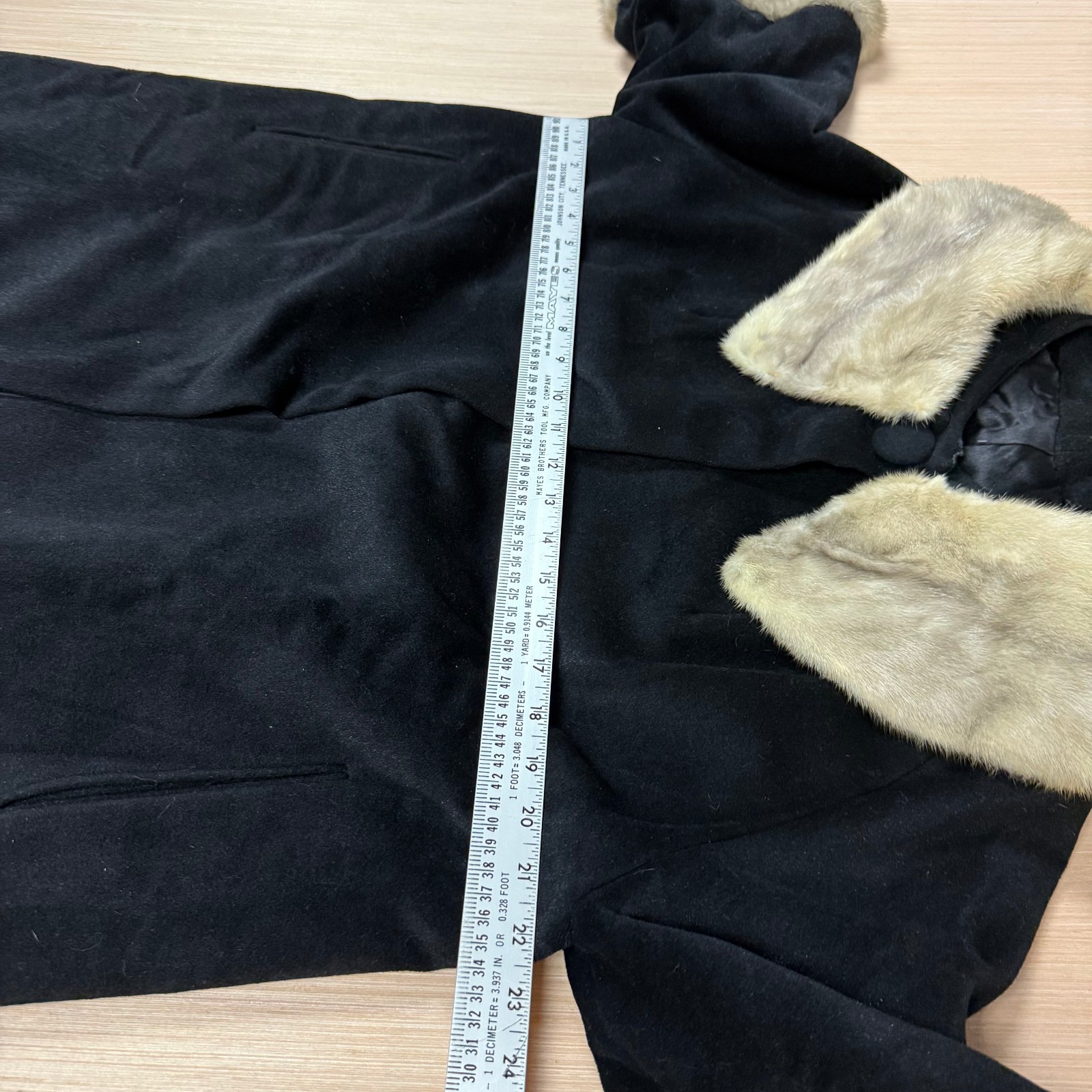 Vintage 60s Atomic Swing Fur Collar Trim Coat Worumbo Large Old Money Penny Lane