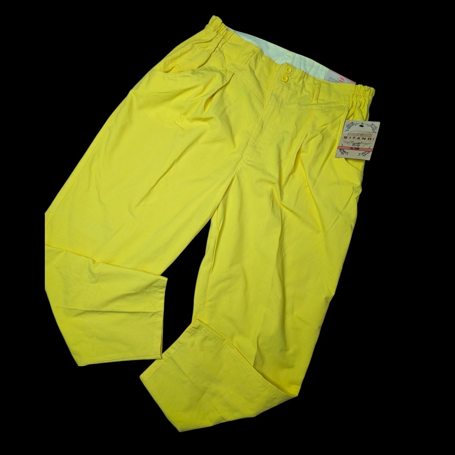 Vintage 90s Funky Yellow Pleated Pants Size 22W 36 Short NWT Highrise Balloon