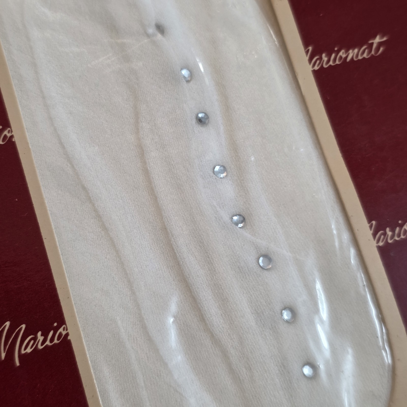 Vintage 1985 Pantyhose Marionat White Rhinestones Size A New Sealed 7557 2 Pairs