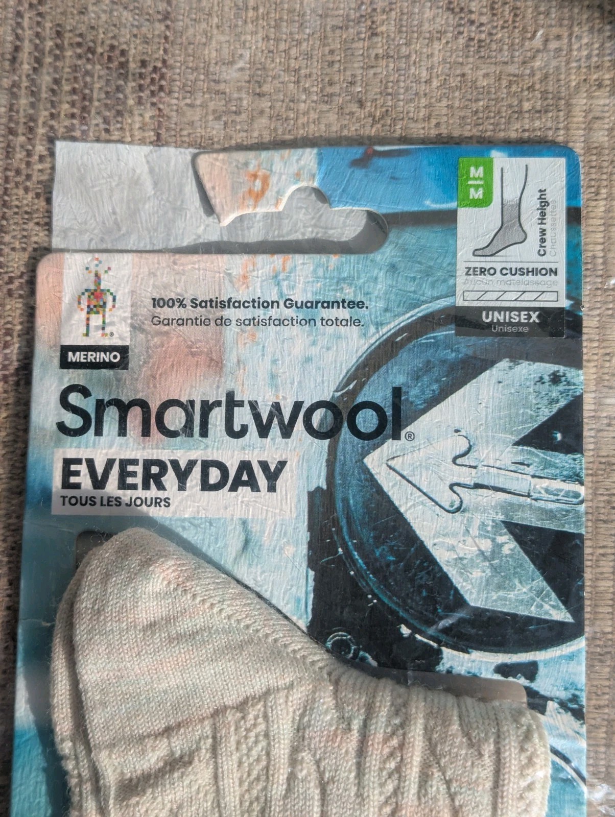 SMARTWOOL Women’s Cable Socks Beige Blue 68% Wool Size Medium