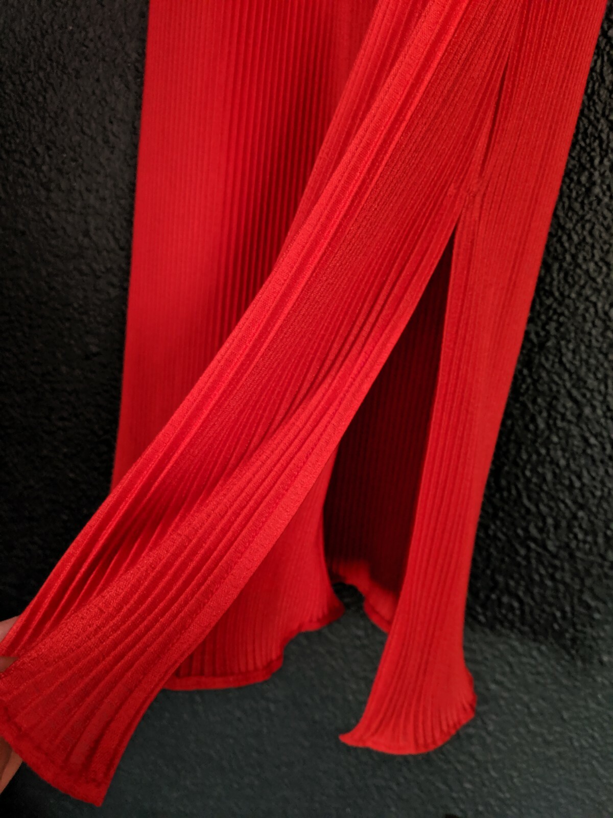 Vintage Three Flaggs Accordian Pleat Red Blouse Skirt Set Stunning Edith Flagg M
