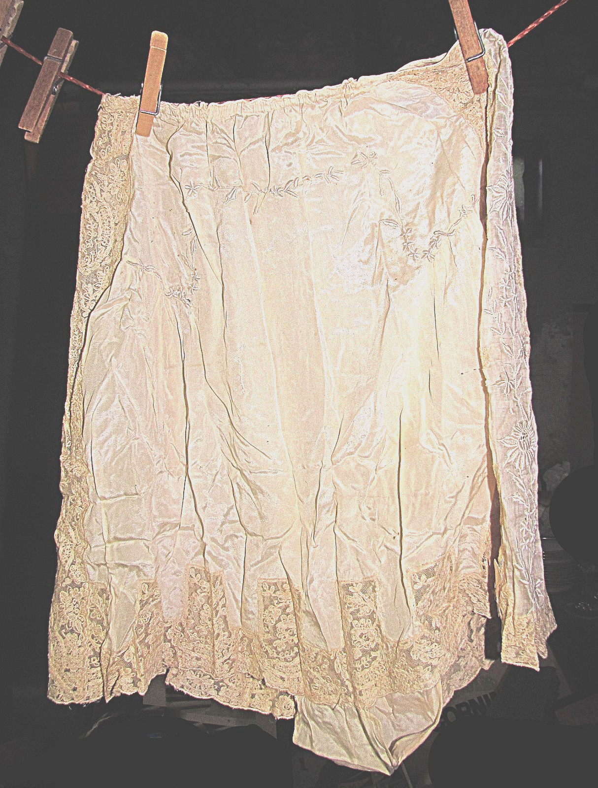 antique handmade silk? lace and embroidered tap pants or step ins