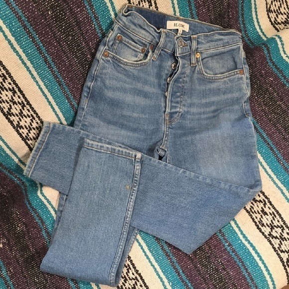 RE/DONE Vain Stove Pipe Jeans 25 High Rise Straight Leg Designer Denim