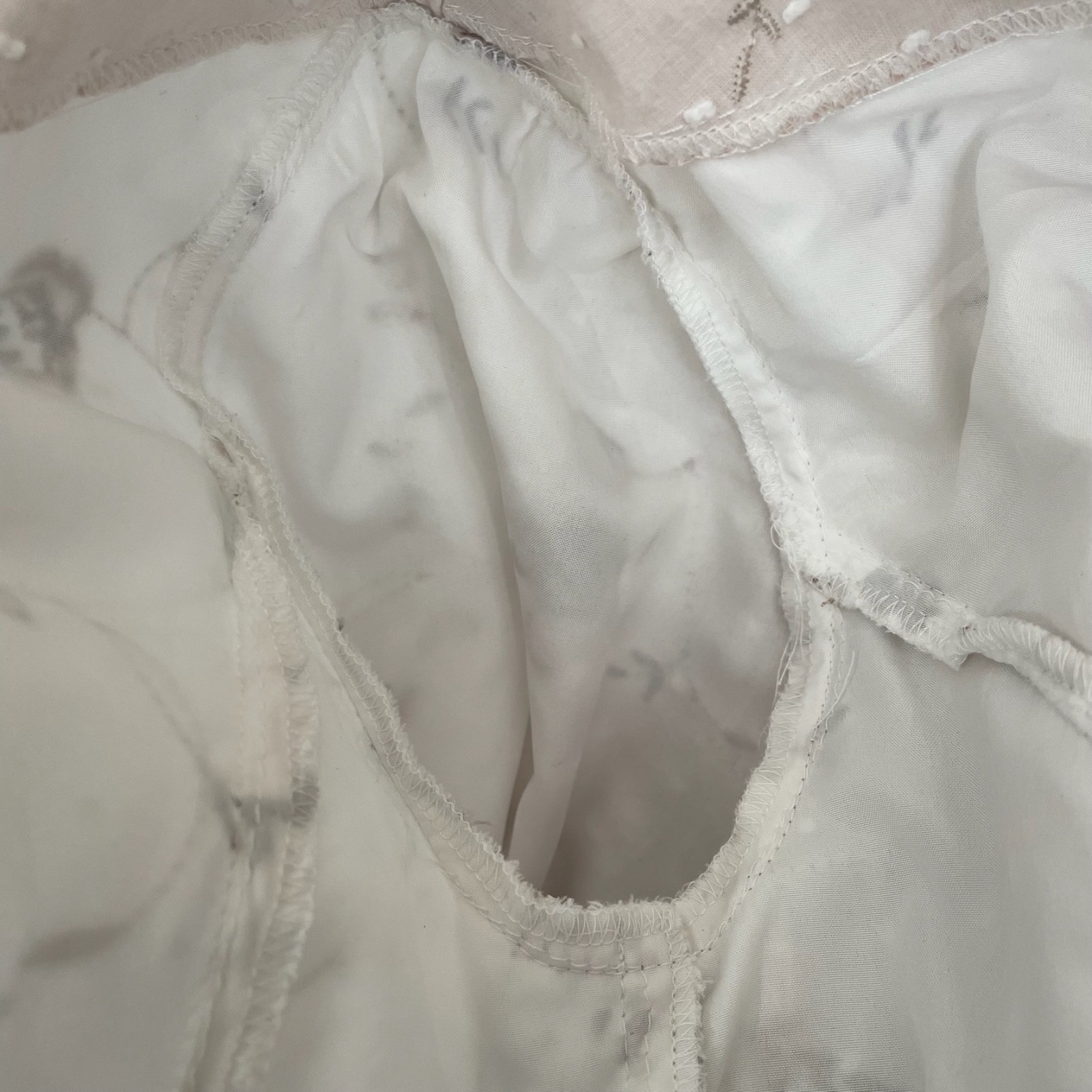 VTG 60s Tea Dress White Swiss Dot Embroidered Floral Classic Cotton Lined S/XS