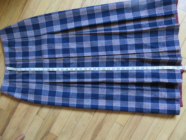 Vintage Jackfin New York Pure Wool Womens Plaid Red White Blue Pleated Skirt 12