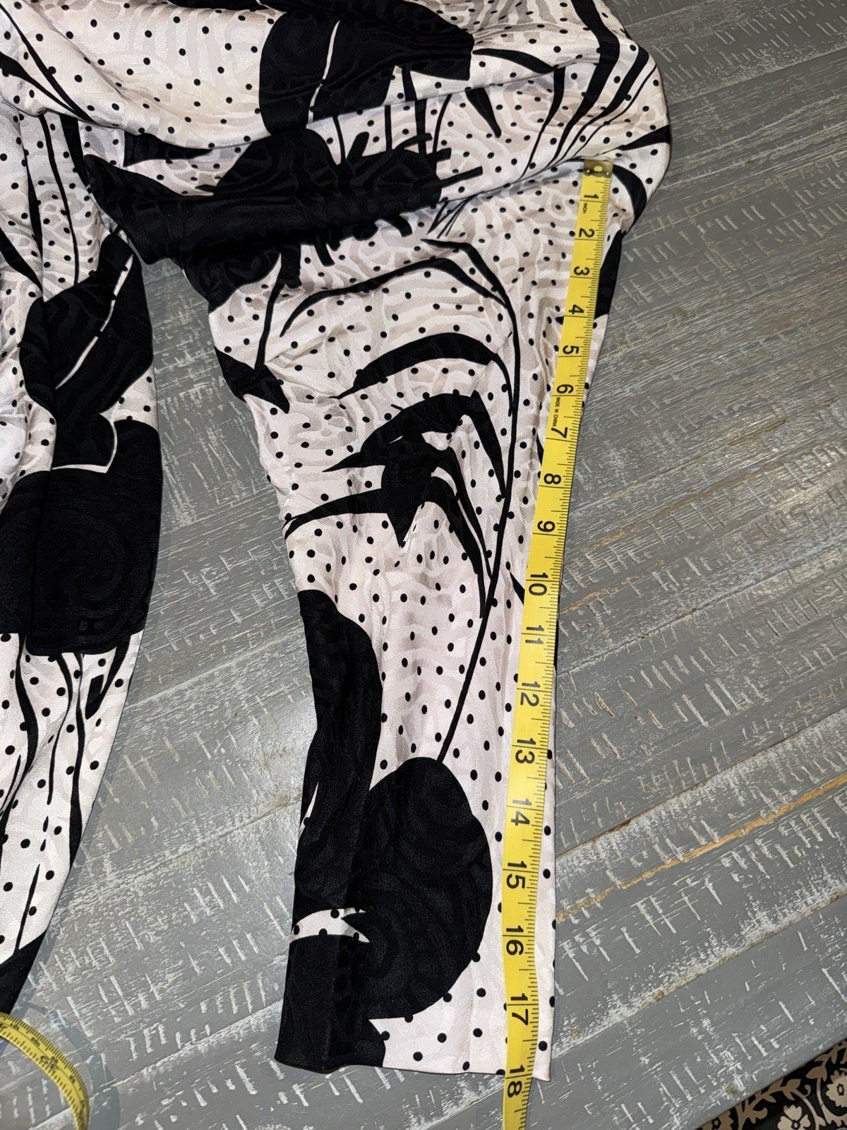 VTG 80s Silks by St Gillian Dress Cream Black Floral Open Cutout Back Midi Silk