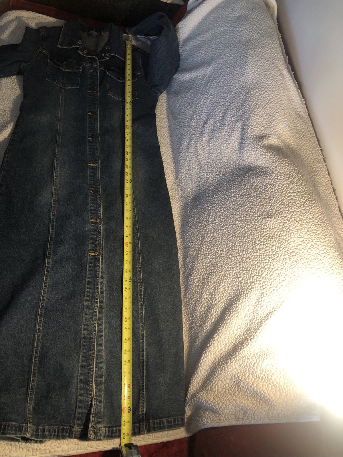 Vtg Bisou Bisou Y2K Maxi denim Jacket Coat dress duster sz Med 90s grunge