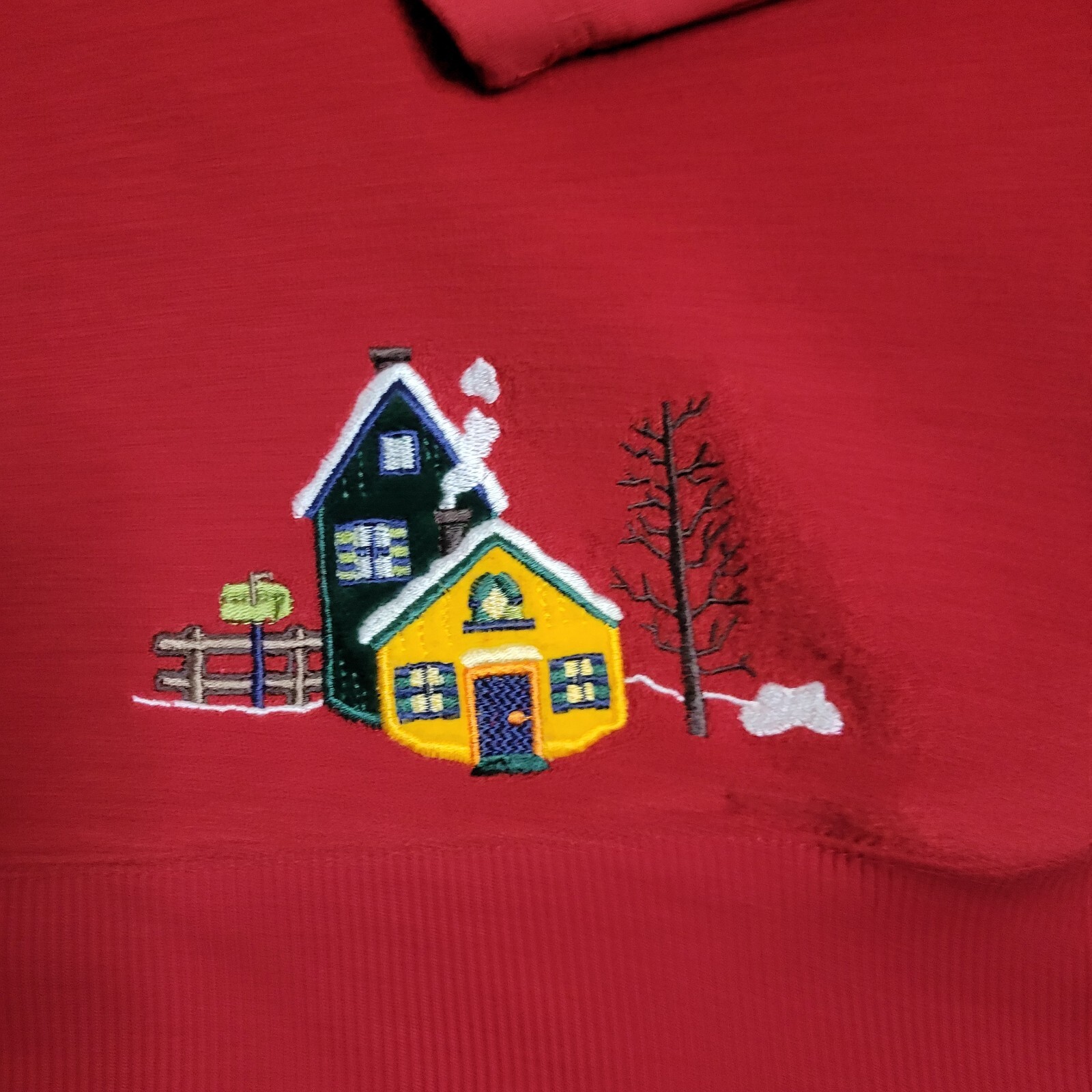 Vintage 80s Blast Sweater Women’s Large Cardigan Embroidered Red Christmas Xmas