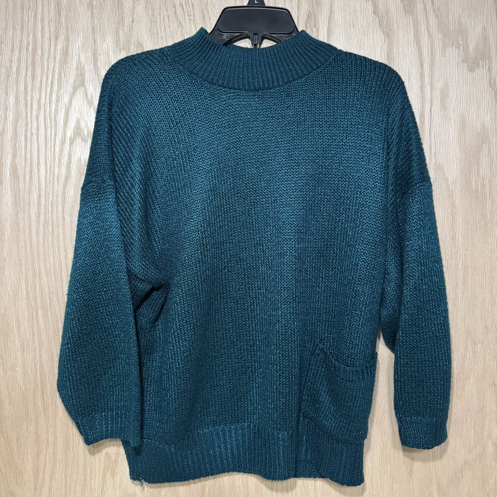 Vtg Garland Women’s Teal Sweater Size L 100% Orlon Acrylic Knit Crew Neck