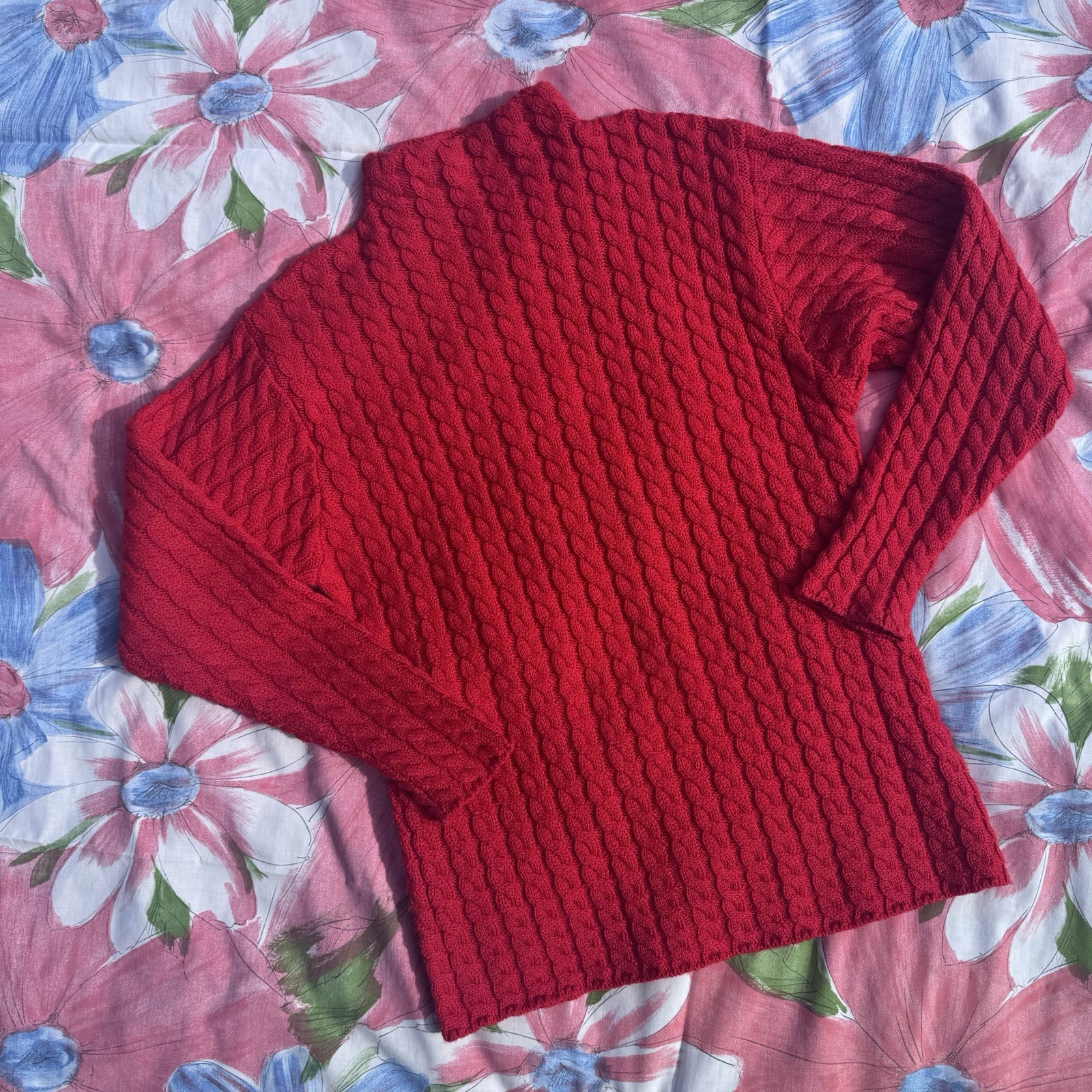 Vintage 1980s Red United Colors Of Benetton Cable Knit Sweater – Made In Italy