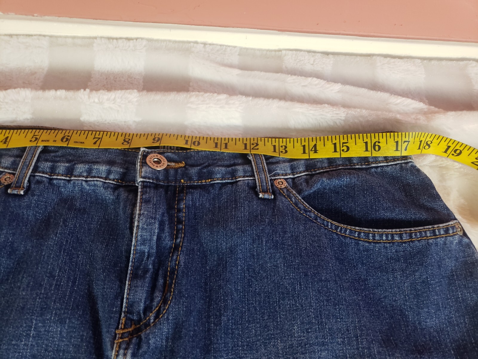 Vintage Just Jeans USA Denim Maxi Skirt Juniors Size 17 Blue Straight Front Slit