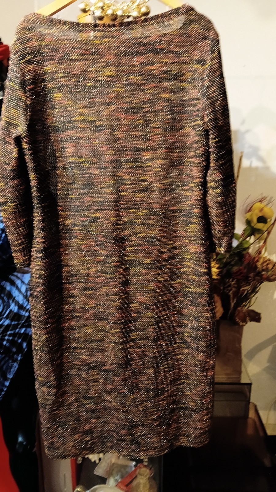Knitted dress custom made slightly transparent with gold lurex