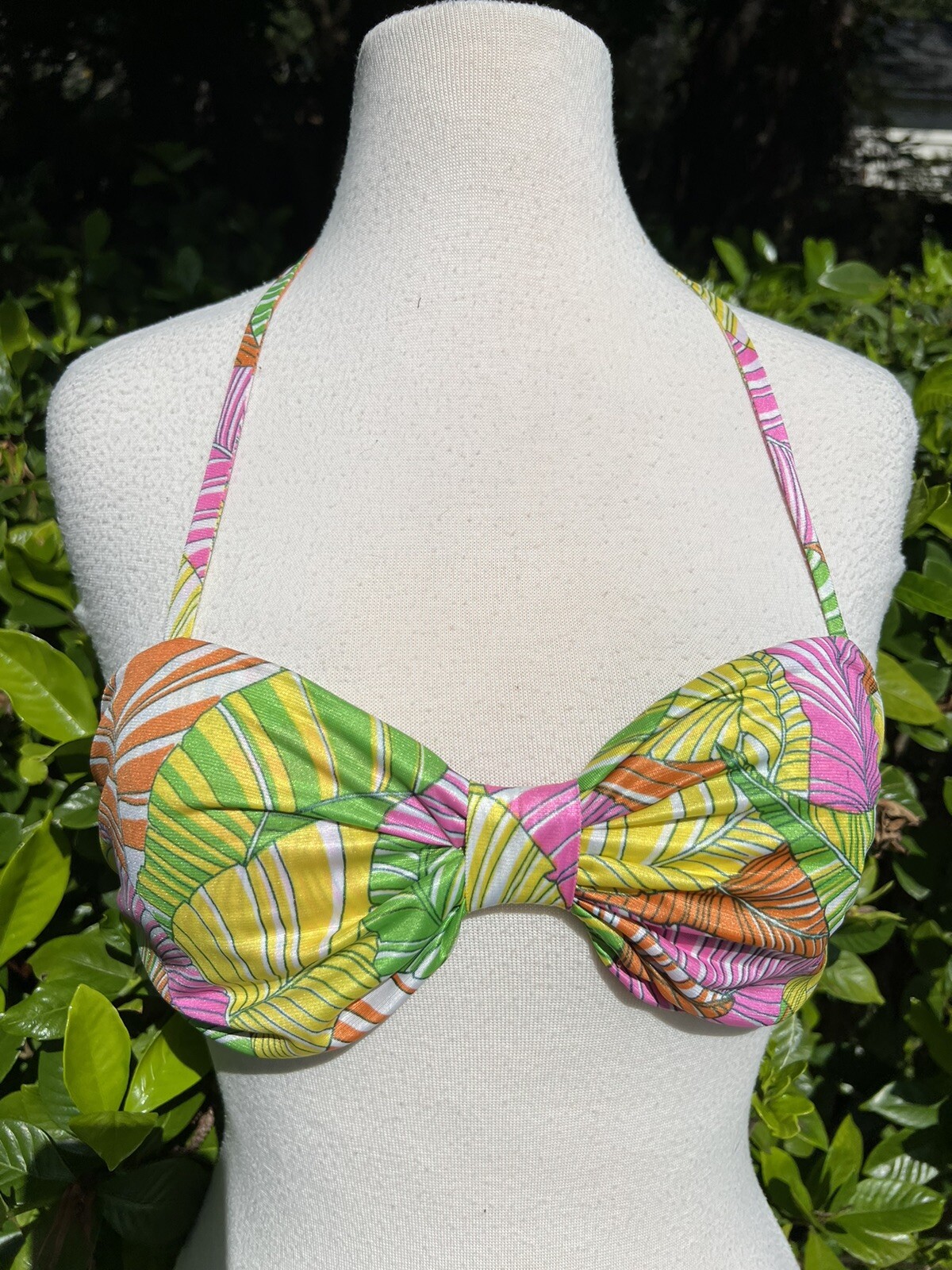 VTG 70’s/80’s Halter Bra Top, Tropical, Beachwear by Intuitions VTG SZ 9/10