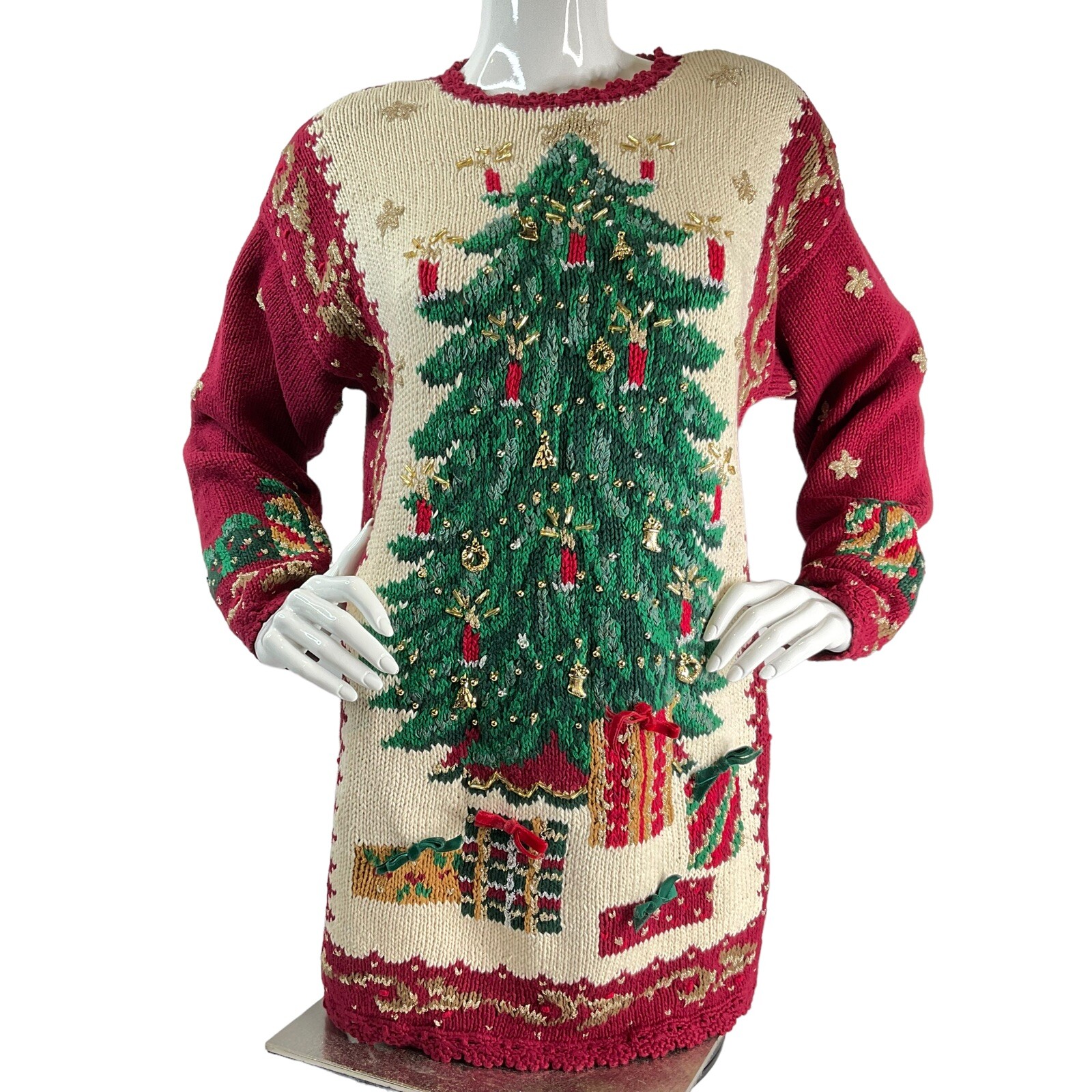 Signature by Northern Isles Vintag Womens Sz M Knitted by Hand Christmas Sweater