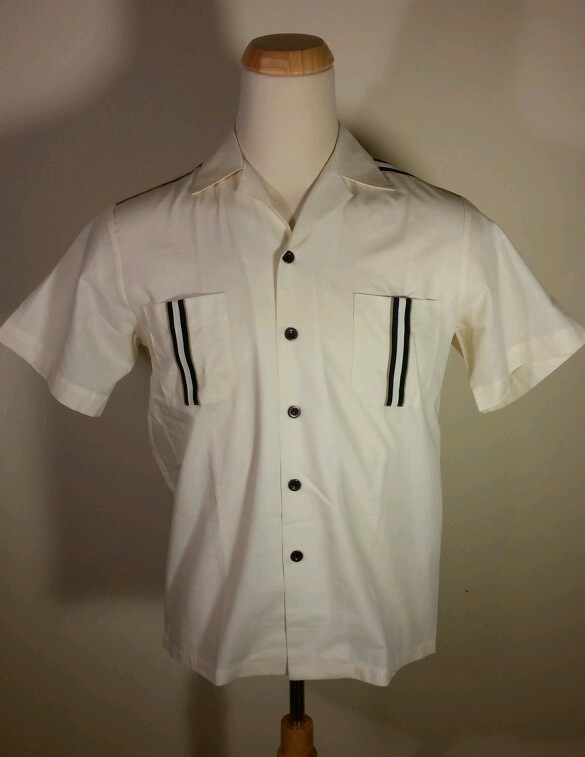 True Vtg 60’s 70’s Yatching Sailing Cream Lounge Shirt Medium M Rockabilly Boat
