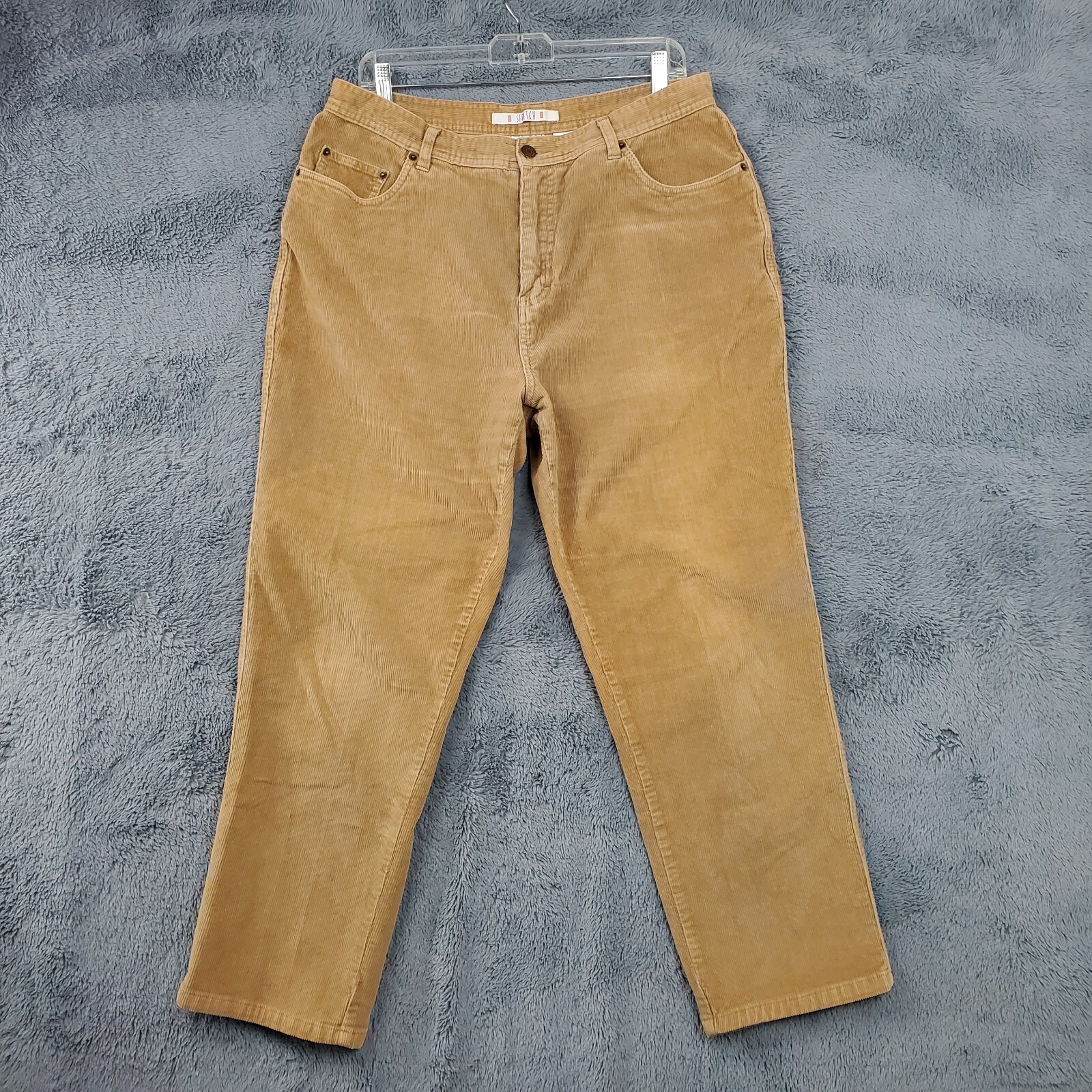 90s Bill Blass Women’s Stretch Jeans 14P Corduroy Cotton Blend Camel Pants 32×26