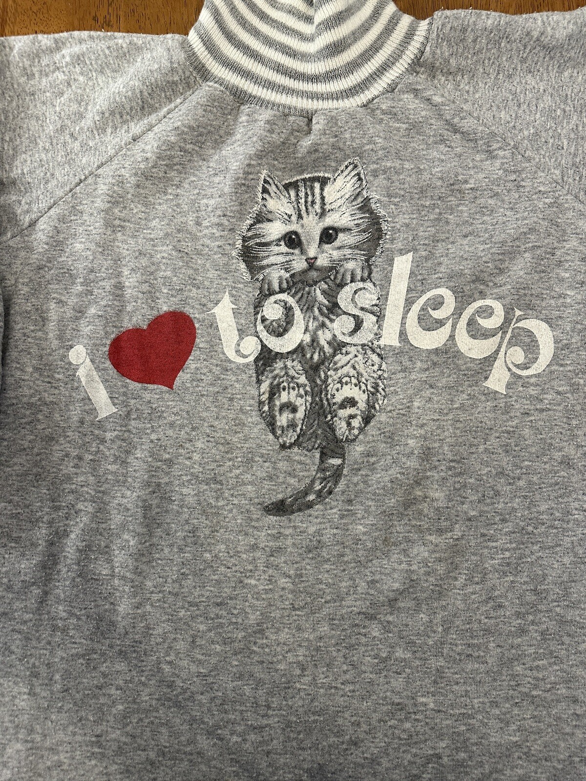 Vintage 80s 90s Kittens Cat Bear Sleep Sweatshirt XL I Love To Sleep