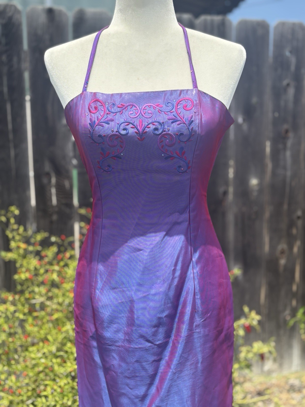 Vintage Jessica McClintock Gunne Sax Millennium Iridescent Purple Dress XS