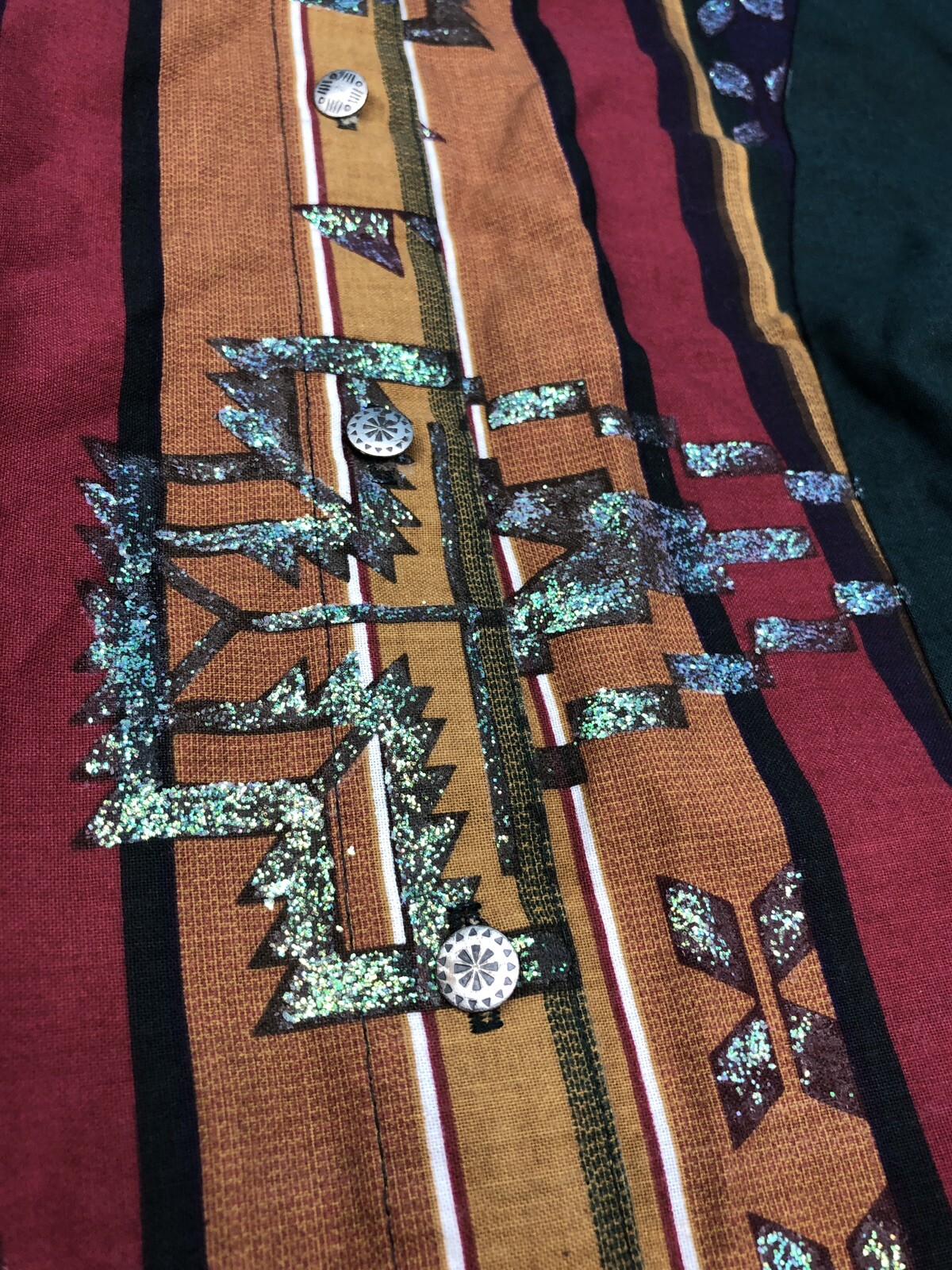 Vintage Banjo Texas Western Wear Womens Crop Shirt Size M Rodeo Square Dancing