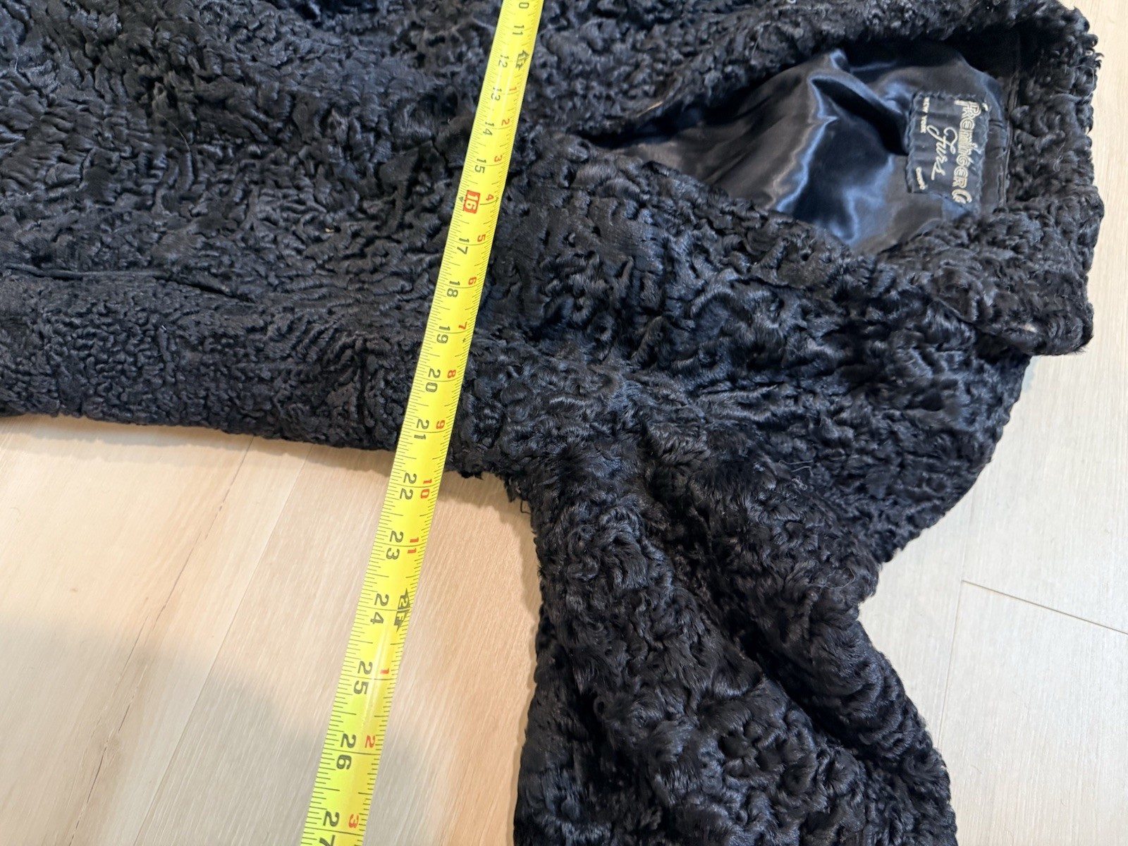 Vintage Preminger Co Furs Black Persian Lamb Fur Coat Chicago Repair