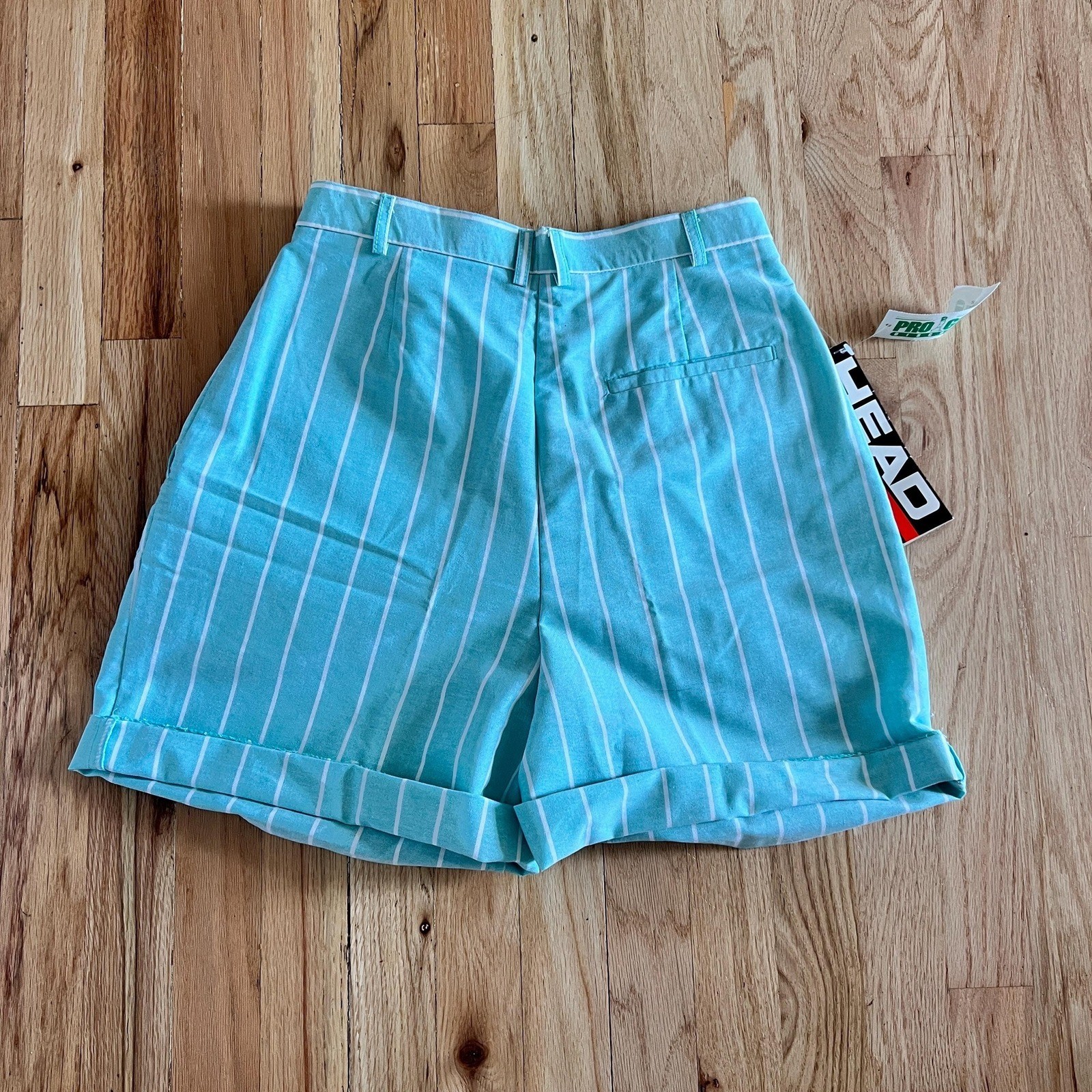 Vintage green and white pastel striped bermuda shorts 10 DEADSTOCK