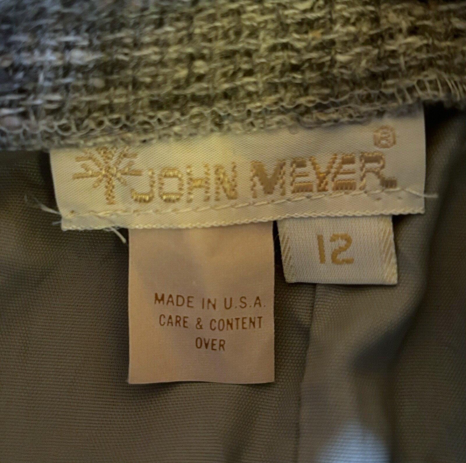 Vintage John Meyer Long Gray Wool Skirt 27″ Waist Sz 12 Fringed Hem Side Button