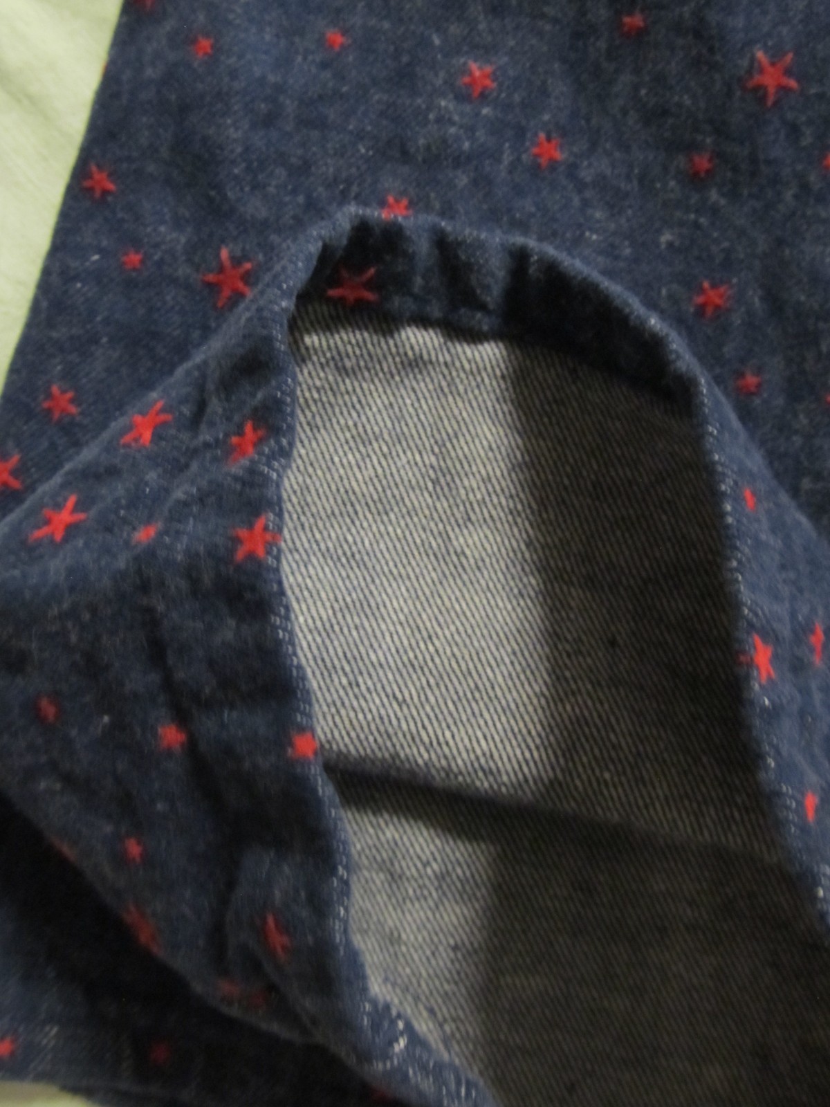 Vintage 1960’s denim with red stars & sailor button fly hip-hugger jeans/ pants
