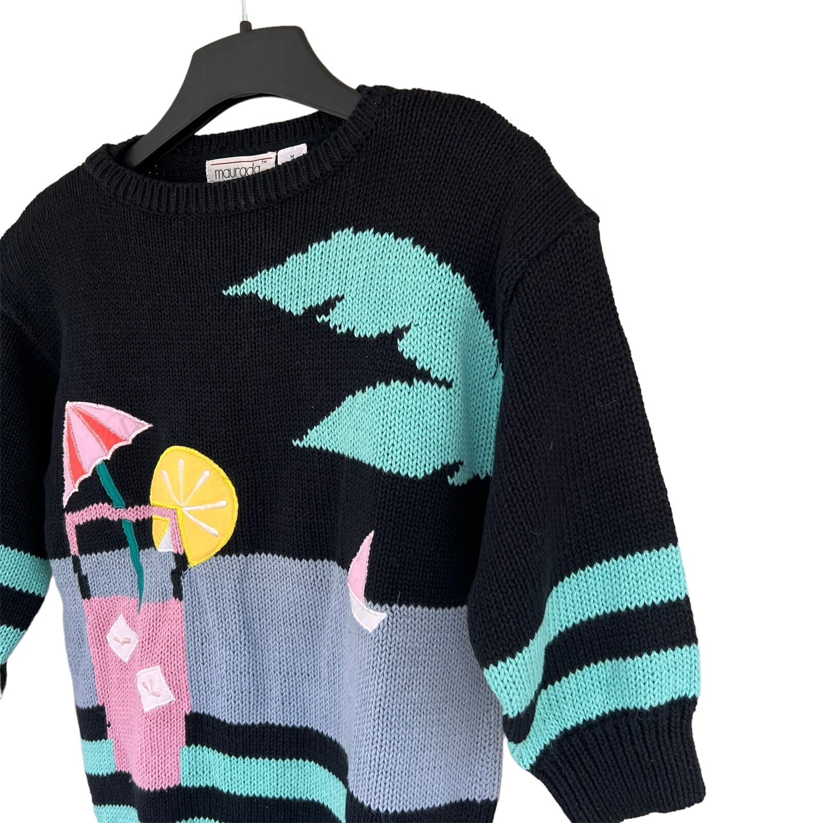 Vintage Maurada Knit Sweater with Lemonade Beach Theme Size Medium