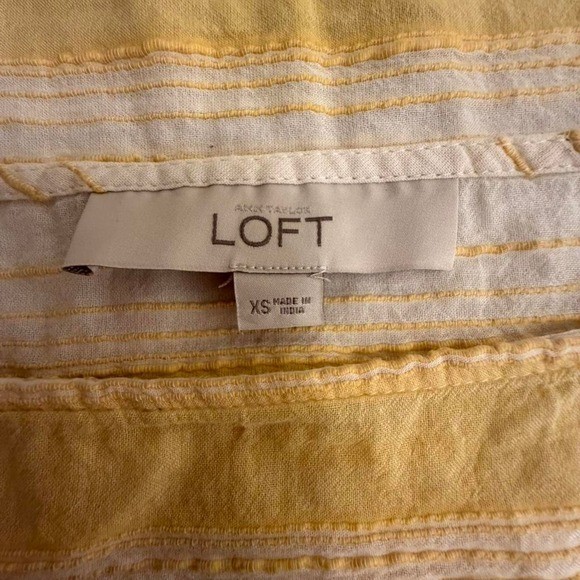 LOFT lightweight striped blouse in soft cream and pastel yellow XS