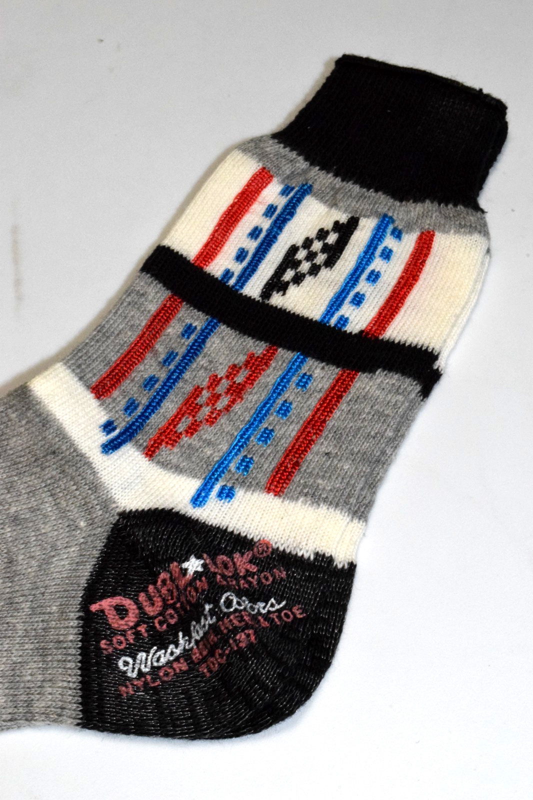 Argyle Socks VTG King James 40s 50s Gray Black Red Checker Argyle 6 x 6 Boys 7.5