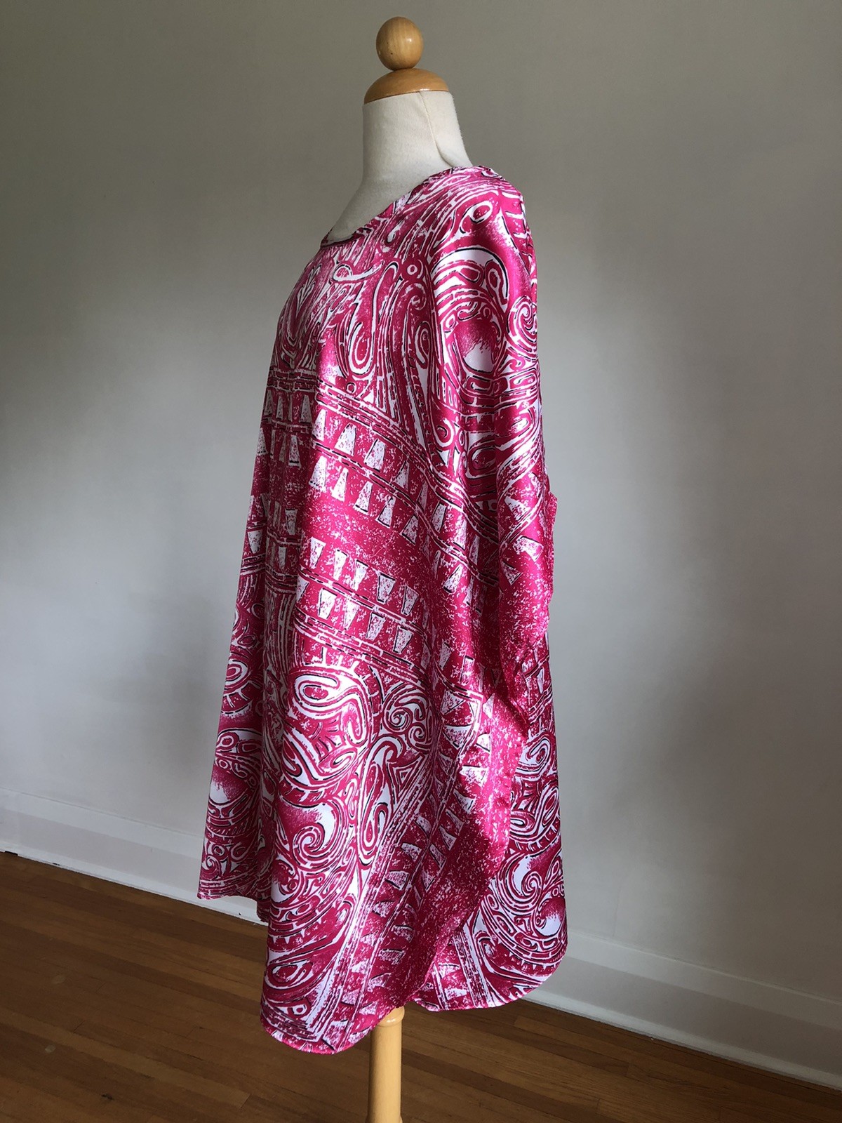 STUNNING VTG COLLECTIONS ETC Pink Satin Caftan Dress Loungewear MuuMuu SZ O/S