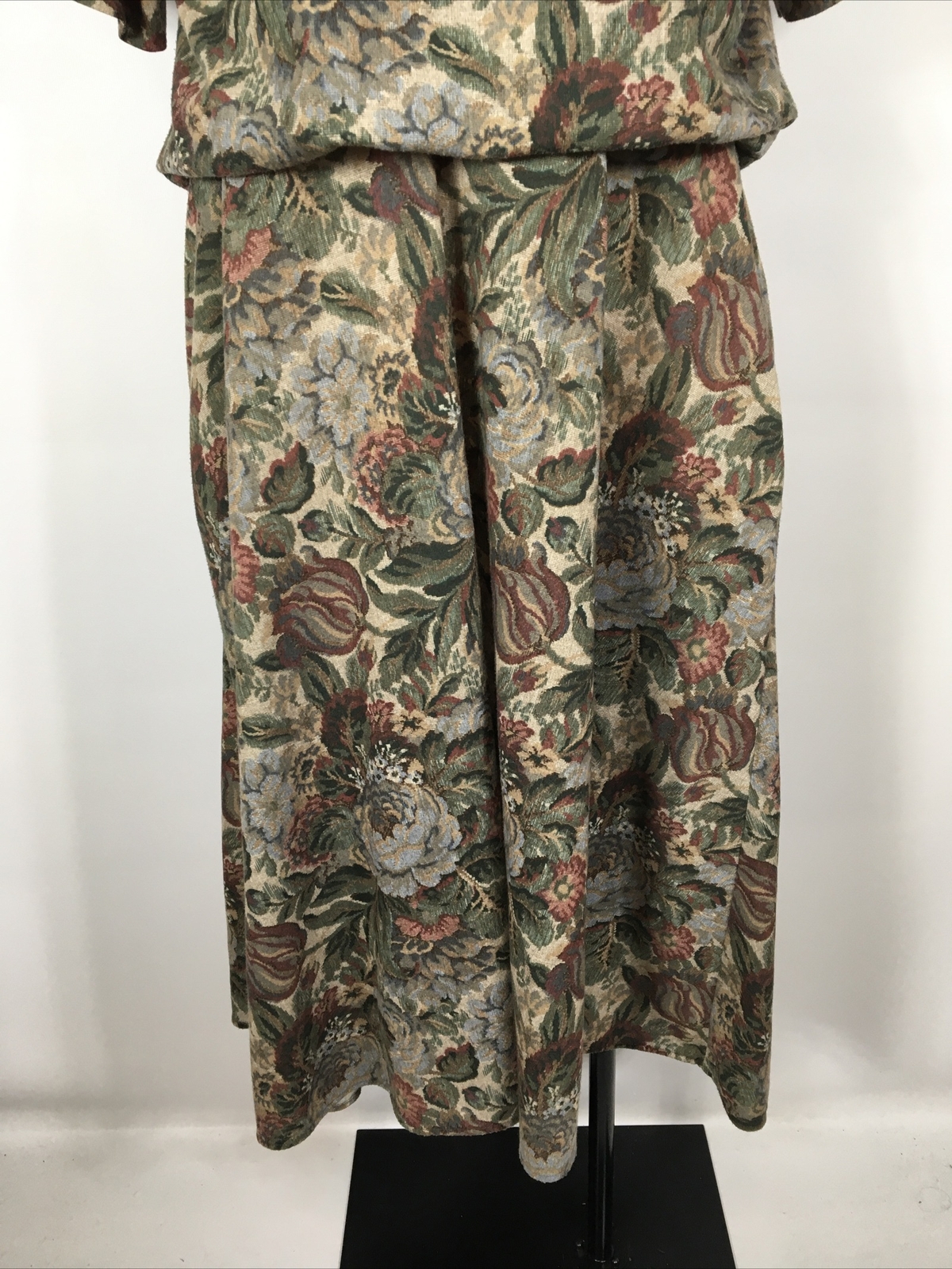 Vintage Gorgeous 80s 1980s FLORAL cottagecore Tapestry dress 14