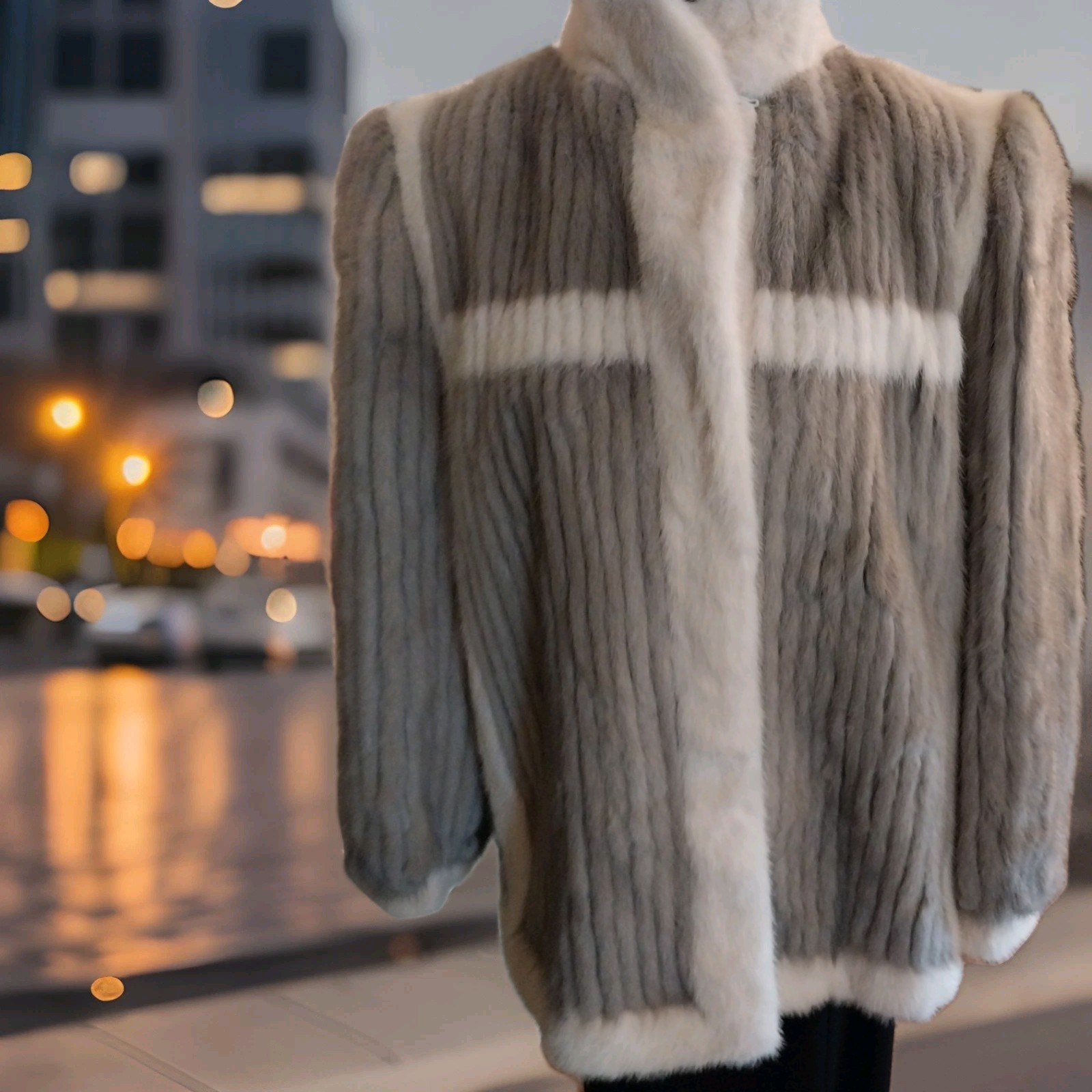 VINTAGE MCM 50’S SWING STYLE MOB WIFE OLD MONEY GREY AND CREAM MINK COAT