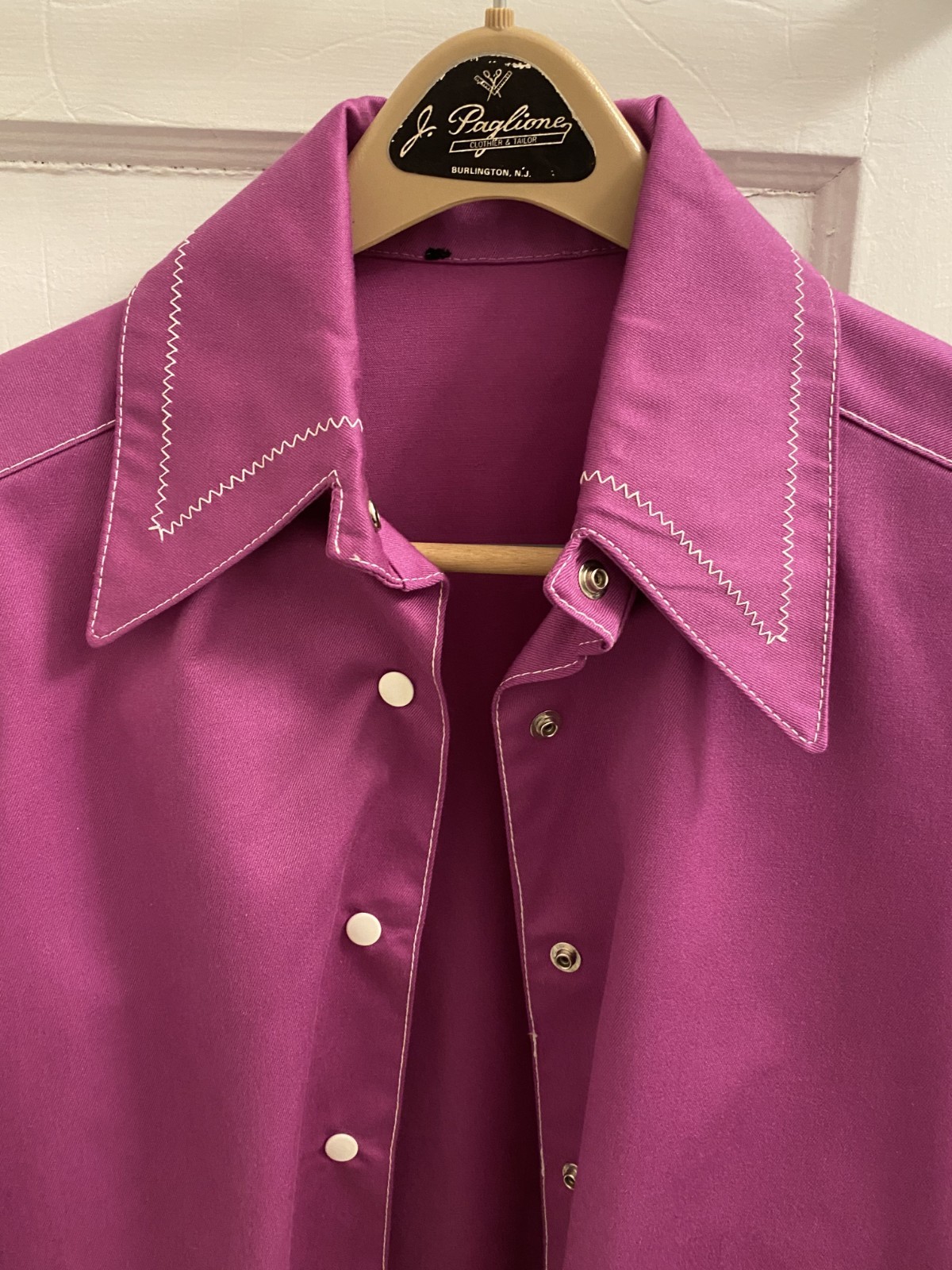 VTG 1970’s Purple Denim Chore Jacket with Zigzag stitching Size M