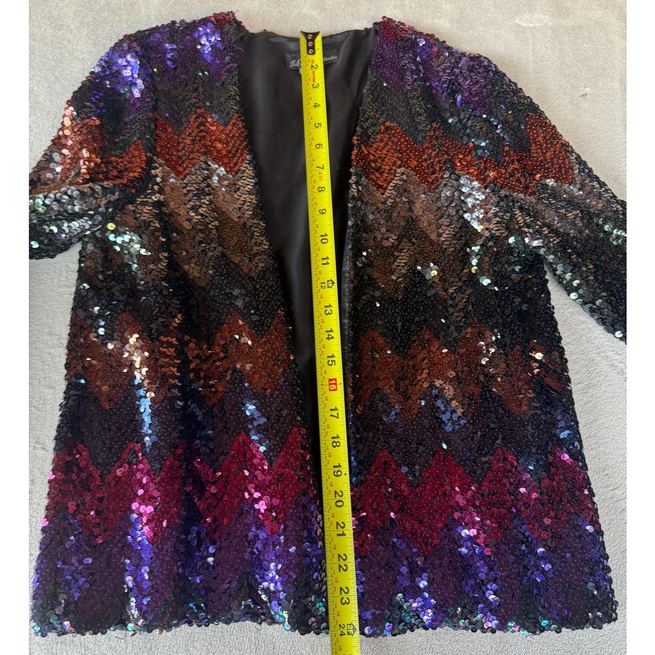 Vintage 80s Sequin Jacket Multicolor Iridescent Chevron Zigzag Evening Wear