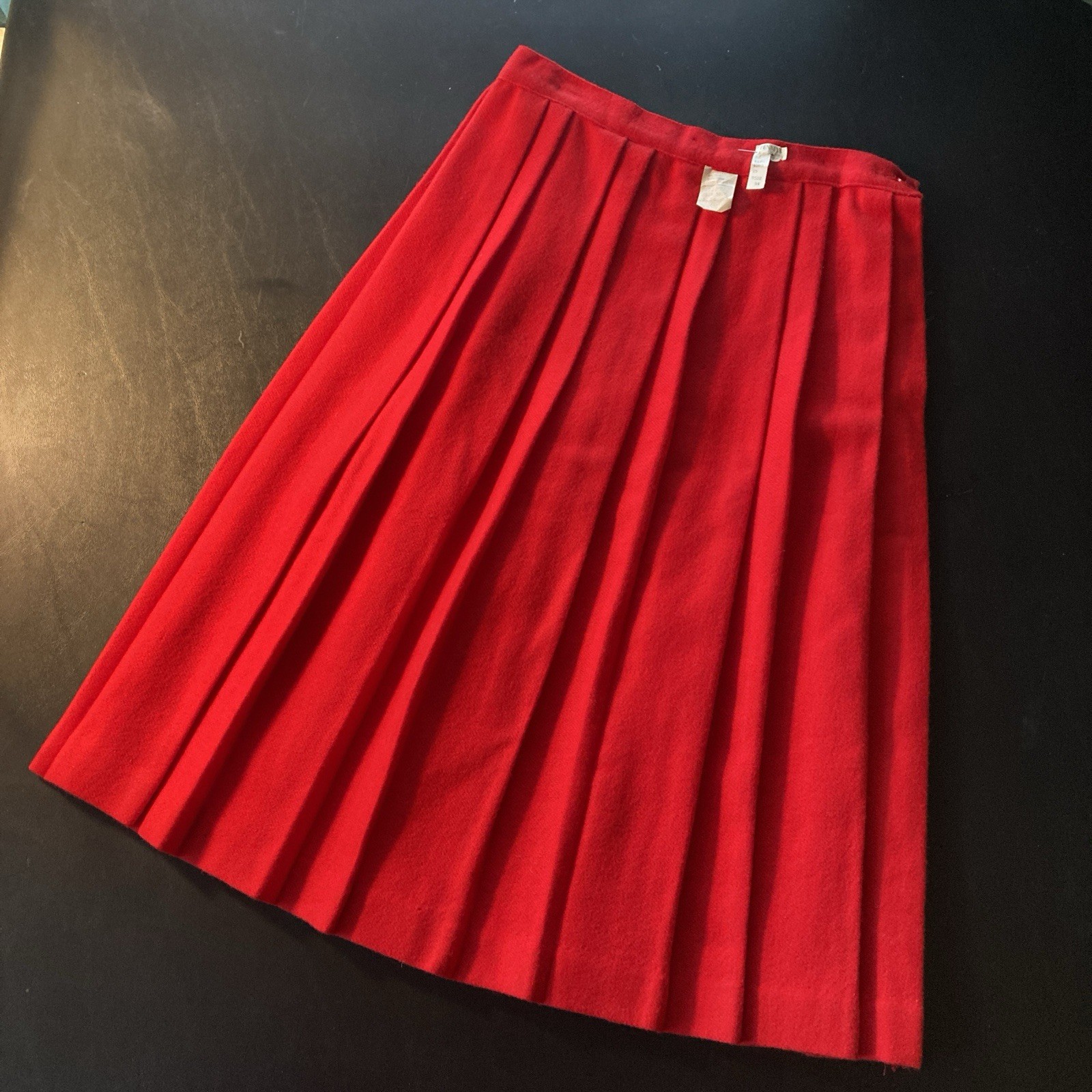 Vintage 50s 60s Penneys Red Wool Pleated Skirt Deadstock JC Penney Secretary