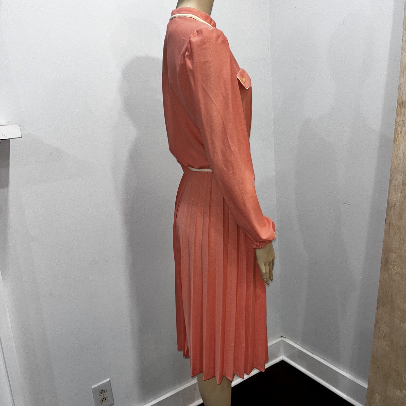 Vintage Sears The Fashion Place Belted Pleated Dress 1970s Size 14