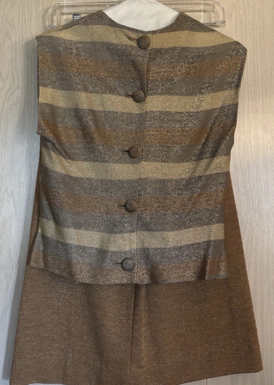 Vintage Marie Phillips Metallic 3 Piece Suit Women’s Jacket Skirt Top 1950s