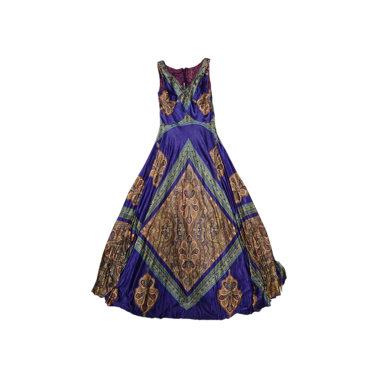 Vintage 60s 70s Elinor Gay Purple Abstract print Dress