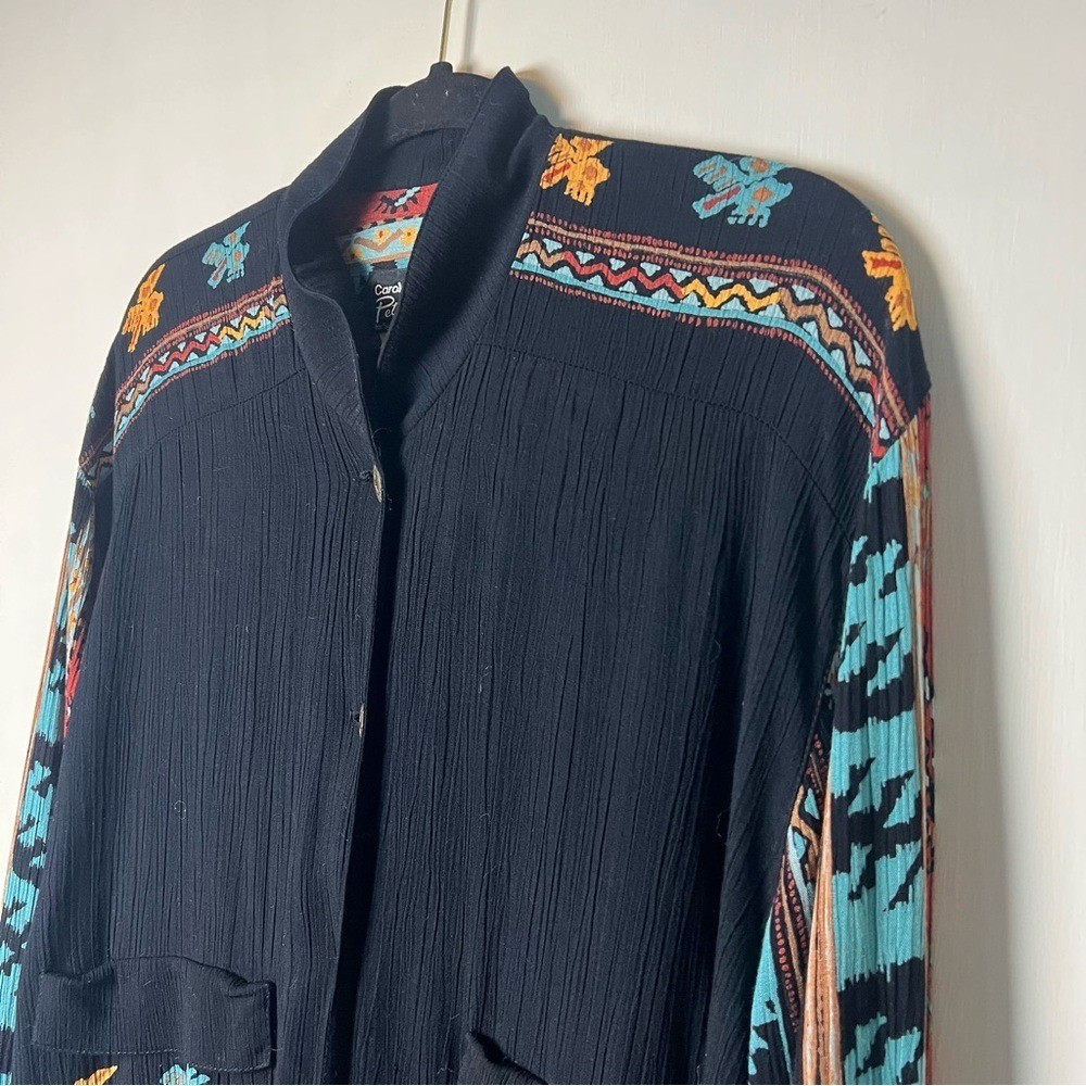 Vtg 90s Carole Little Petites Southwestern Rayon Gauze Bomber Jacket Sz 6