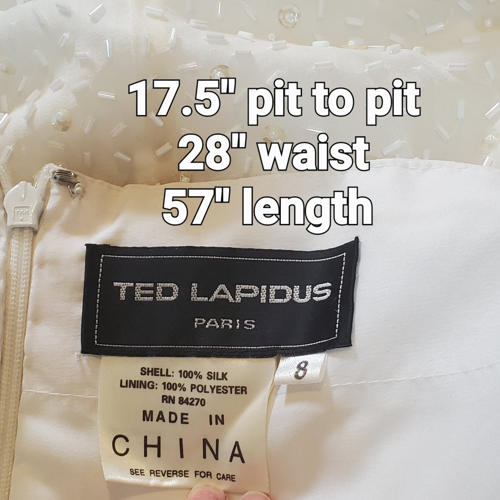 Ted Lapidus Gatsby Silk Ivory Maxi Dress Ethereal Beaded Wedding Size 8 Antique