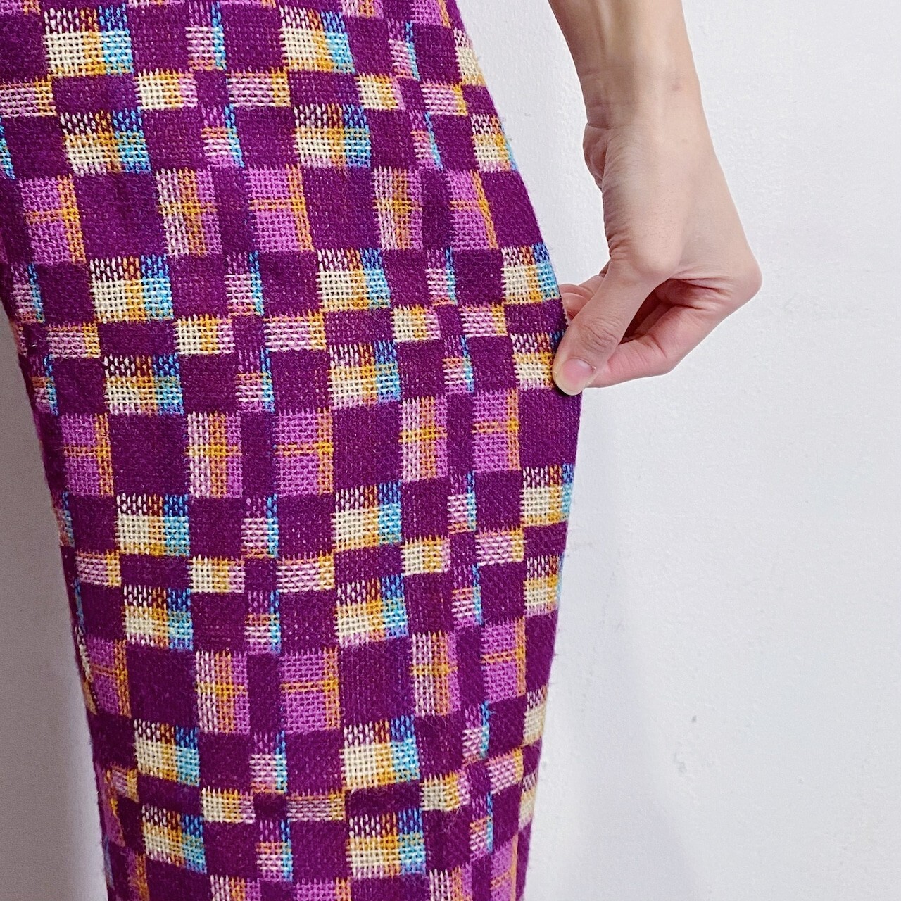 Vtg 60s-70s Raisa Ladies Multi Color Woven Acrylic Plaid Hip Hugger Pants VTG 16