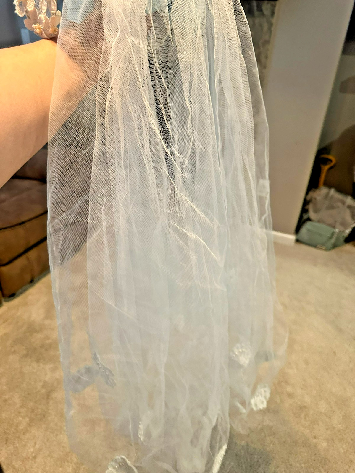 Vintage Satin Lace Wedding Dress Veil & Train Set – Pristine Preserved Box