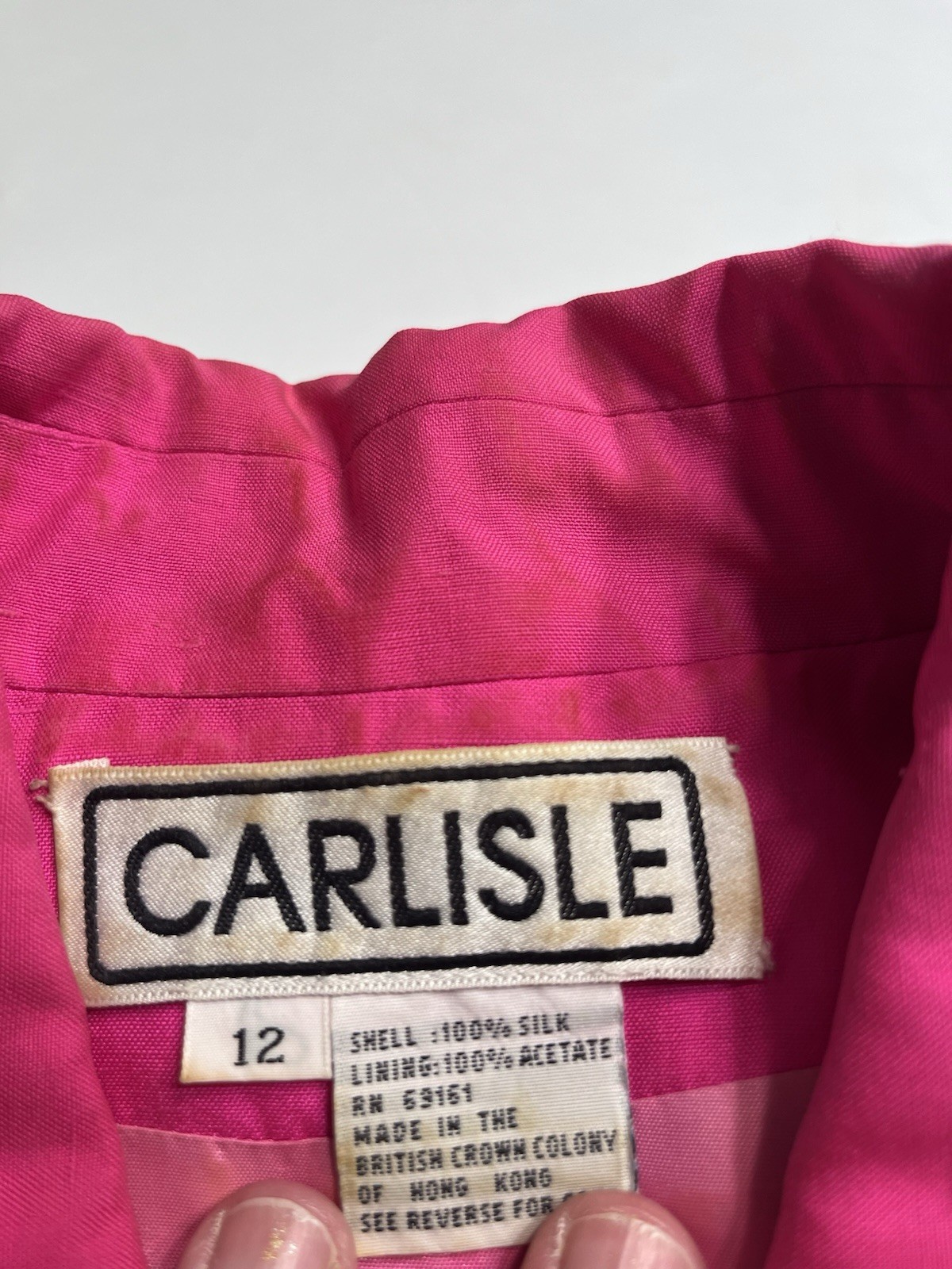 Vtg 1980’s Carlisle 100% Silk Gold Button Shirt Sz 12