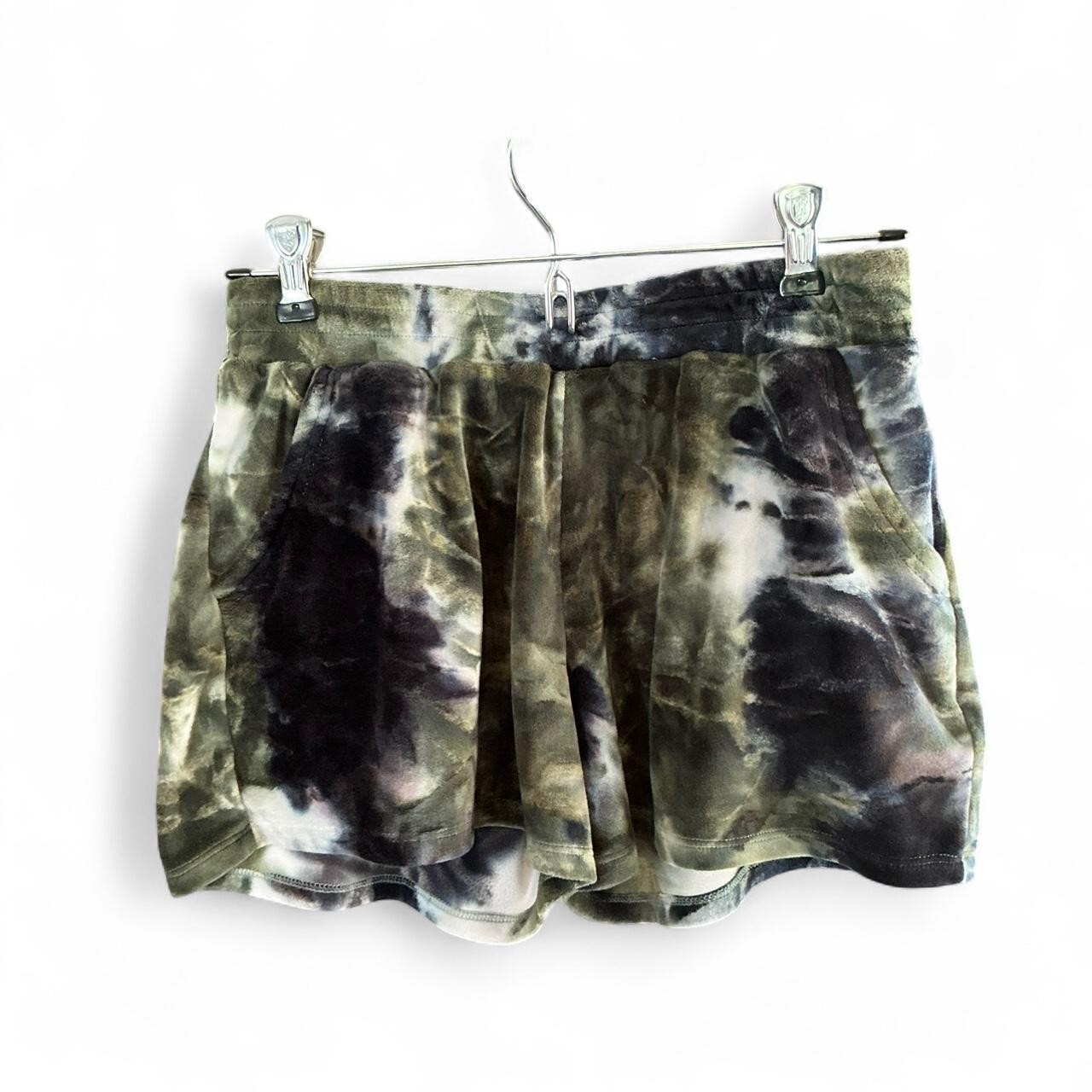Vintage Green and black velvet tie dye shorts