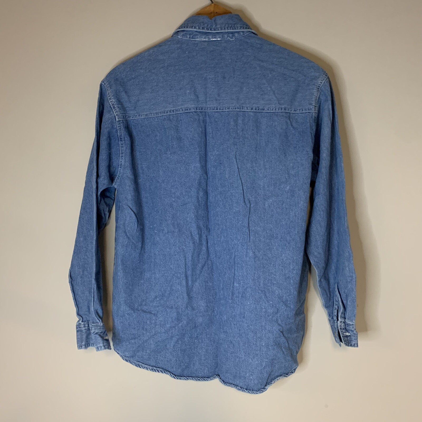 VTG Christmas Teddy Bear Embroidered Denim Shirt Holiday Top Womens M/L Approx