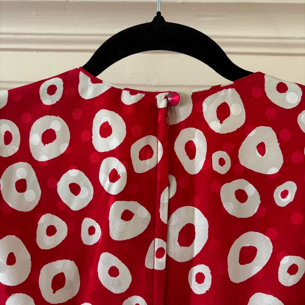 80s Vintage Designer 100% Silk Red Statement Blouse David Hayes SMALL