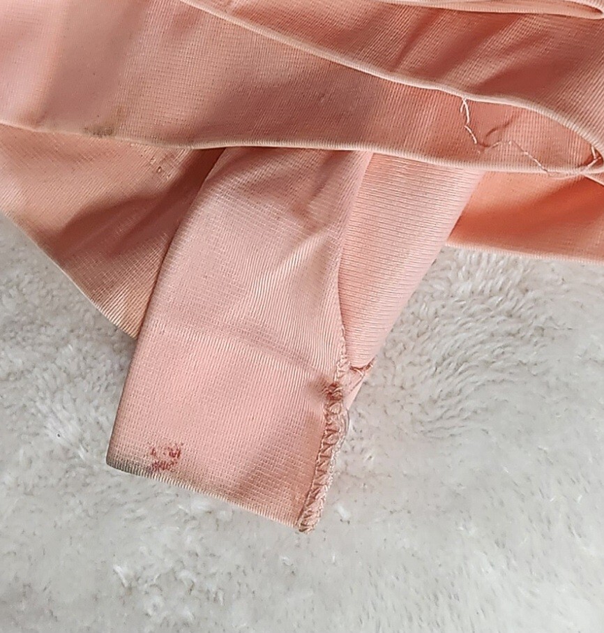 Vintage Robe Gaymode nylon 1960s chiffon peach lace trim button JC Penney Small