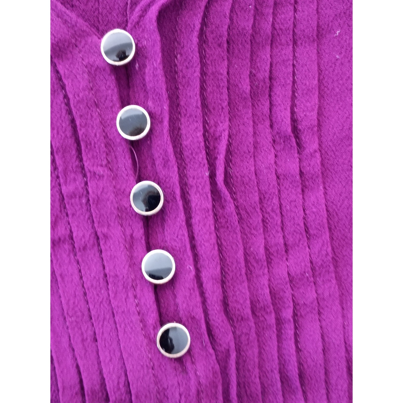 Maeve Anthropologie Coquette Pintuck Mini Dress Magenta Purple V-Neck XS Chic